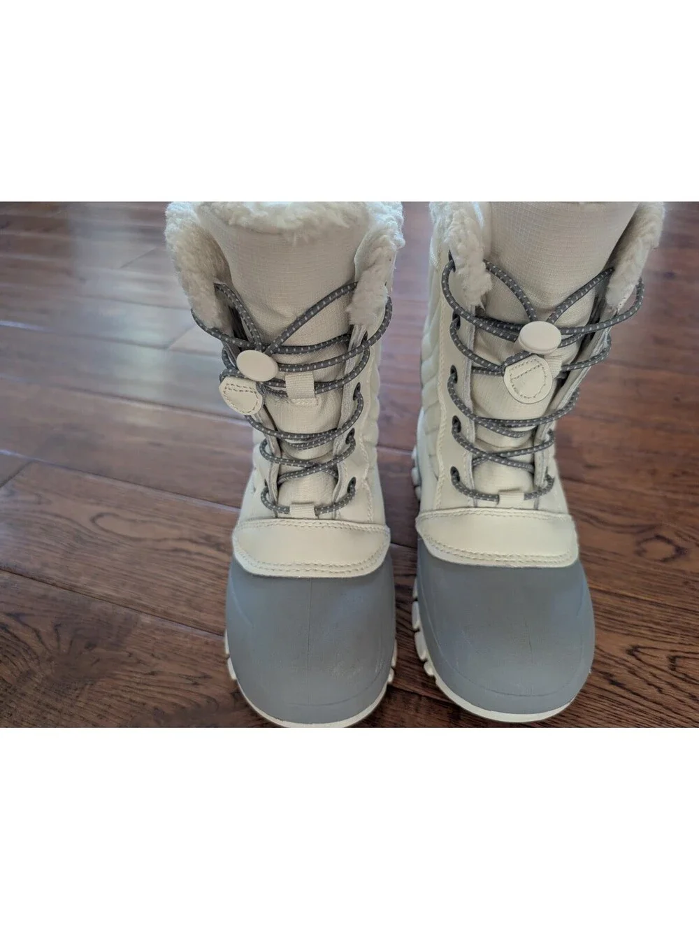 Thermolite Eco Made Girl's Winter White & Gray Winter Boots Size 2